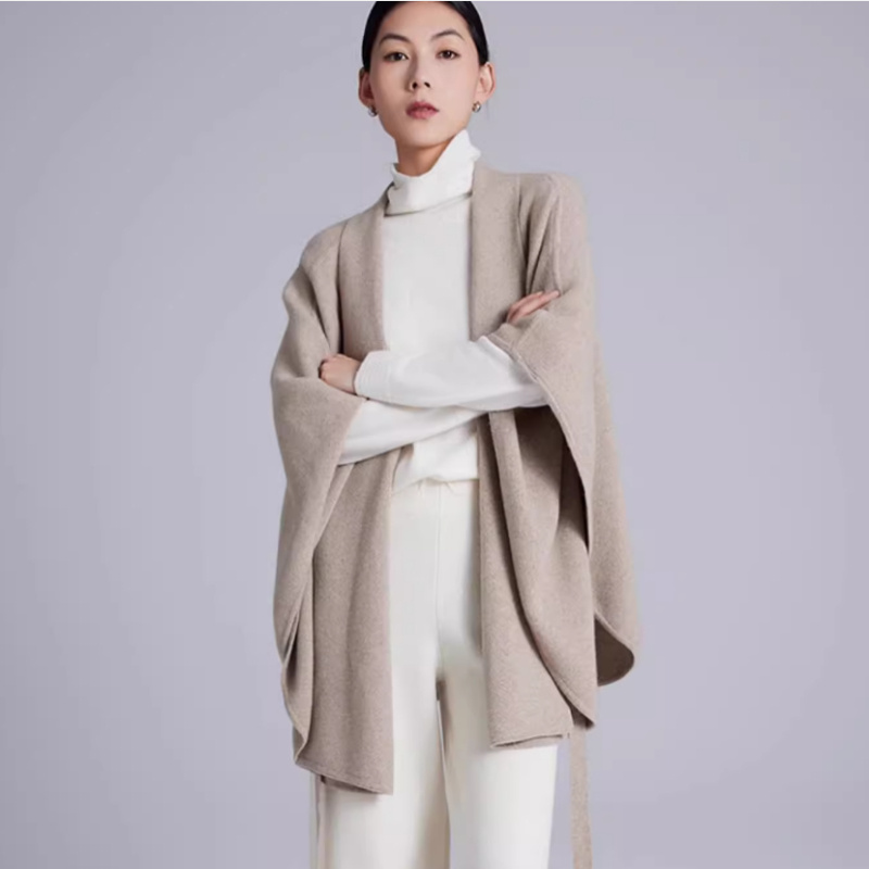 Cashmere Women’s Cloak Lace-up Fashionable Outerwear Sweater