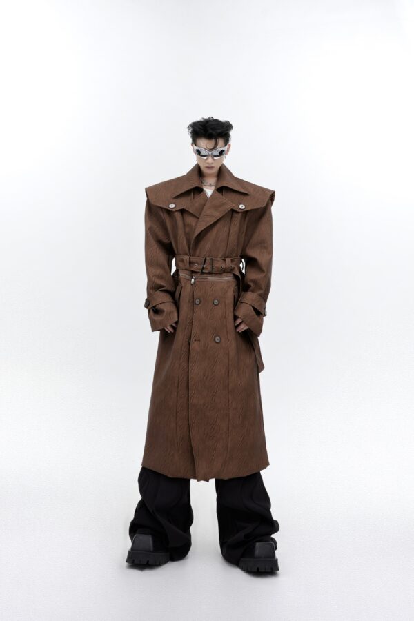 Male Niche Crack Texture Leather Coat - Image 3