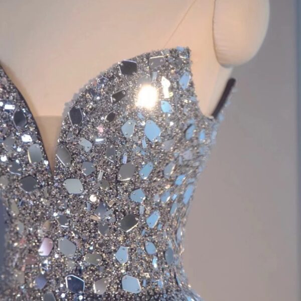 Blue Heavy Crystal Party  Dress - Image 5