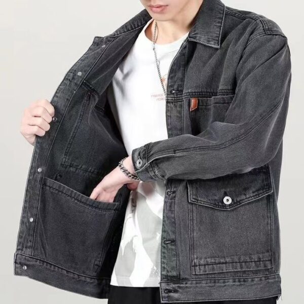 Denim Loose Jacket Top Denim Short Gown Men - Image 4
