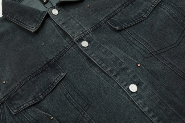 Punk Distressed Denim Jacket Coat Men - Image 8