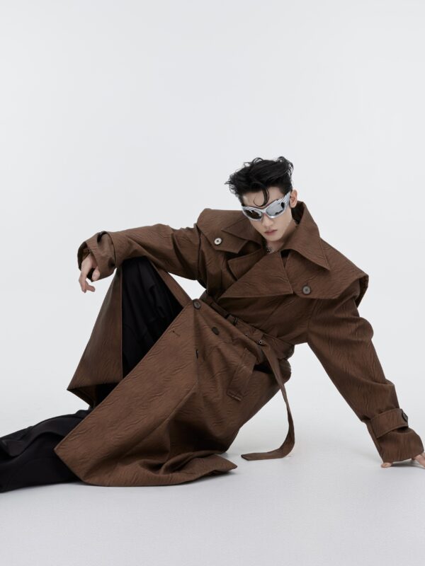 Male Niche Crack Texture Leather Coat - Image 4