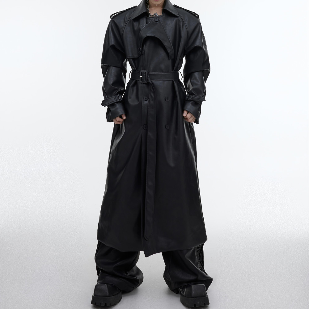 Italic Leather Coat Jacket Three-dimensional Splicing
