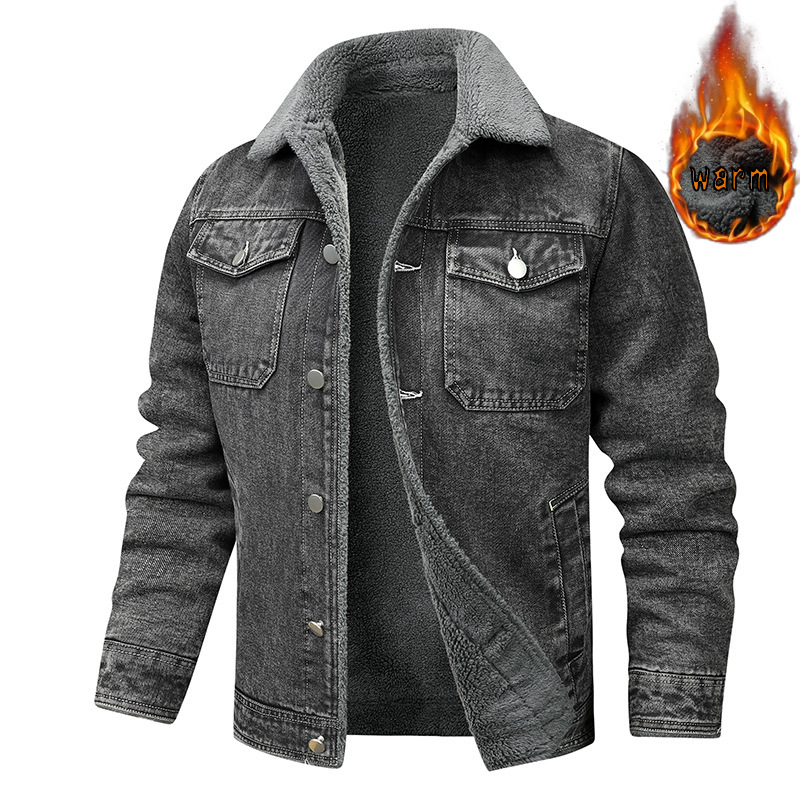 Denim Coat Fleece-lined Men Fashion Brands Jacket - Image 7