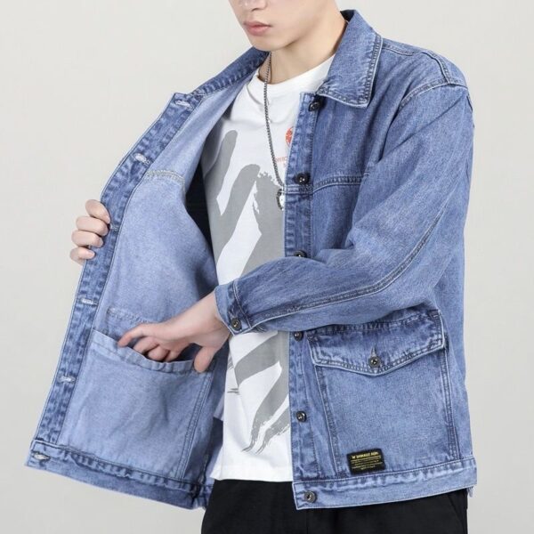 Denim Loose Jacket Top Denim Short Gown Men - Image 6