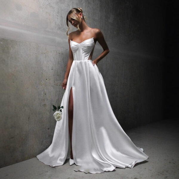 White Slik Party Dress - Image 2