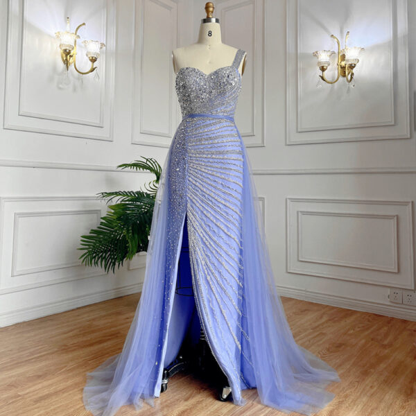 Handmade Beaded Split Shoulder Fishtail Dress - Image 5