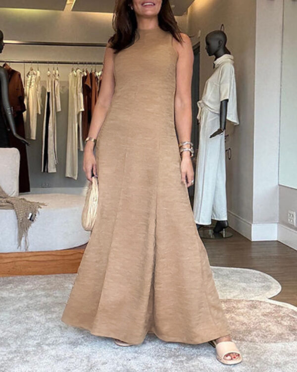 Cotton Sleeveless Waist A- Line  Dress - Image 5