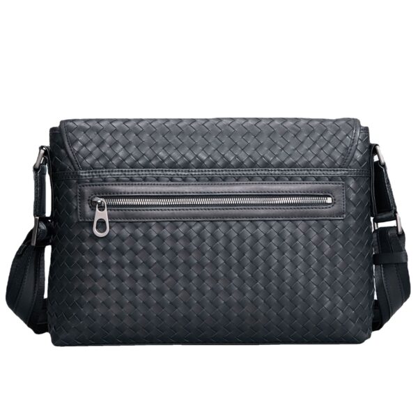Men's Business Casual Leather Woven Messenger Bag - Image 6