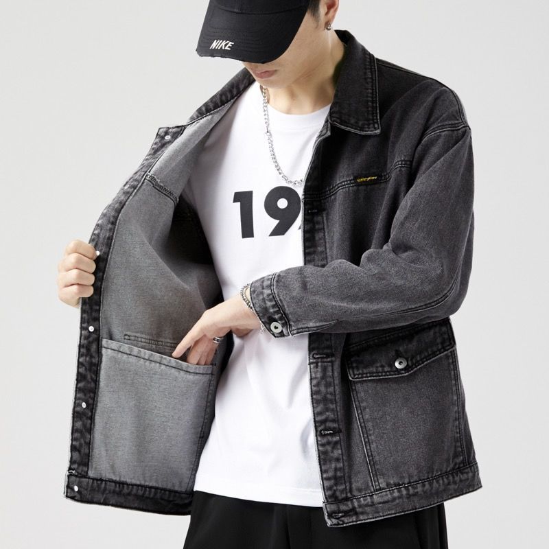 Denim Loose Jacket Top Denim Short Gown Men