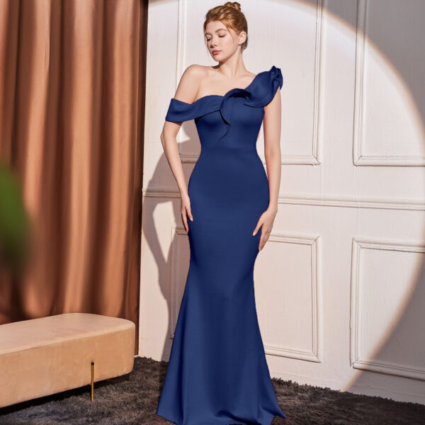High-end  Shoulder Slimming Long Party Dress - Image 10