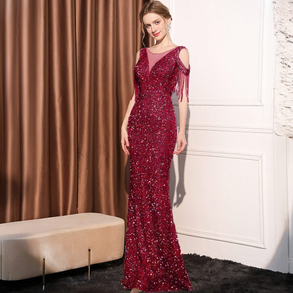 Sequin Long Slim Slimming Fishtail Dress - Image 3