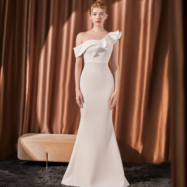 High-end  Shoulder Slimming Long Party Dress - Image 8