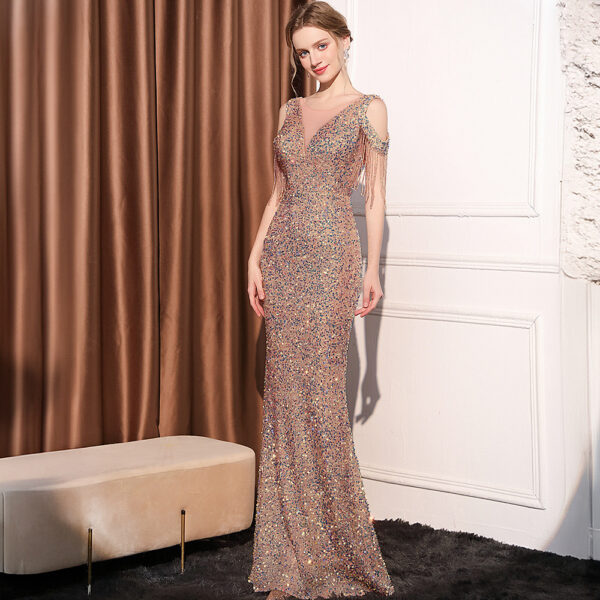 Sequin Long Slim Slimming Fishtail Dress - Image 5
