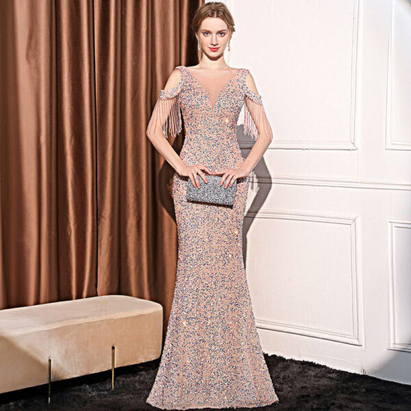 Sequin Long Slim Slimming Fishtail Dress - Image 10