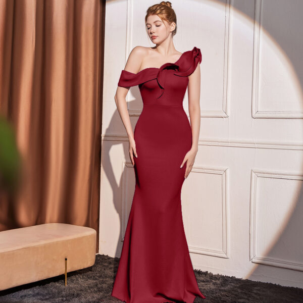 High-end  Shoulder Slimming Long Party Dress - Image 7