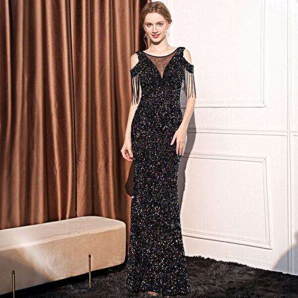 Sequin Long Slim Slimming Fishtail Dress - Image 4