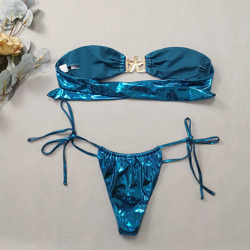 Blue Glossy MerBae two piece swimsuit - Image 2