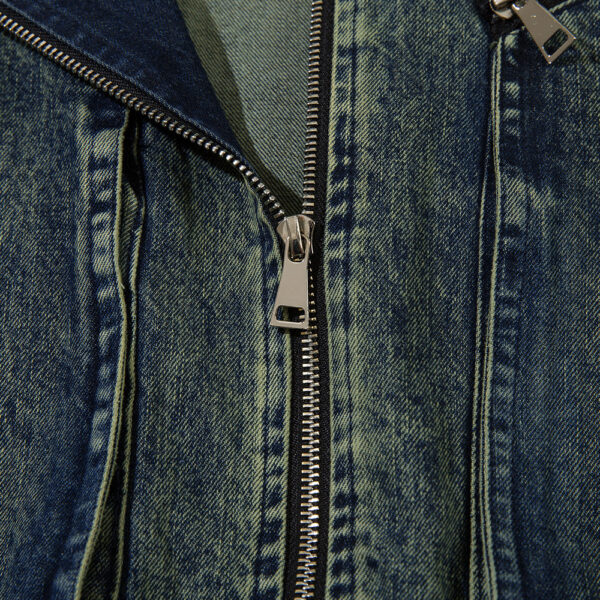 Tie-dye Gradient Large Pocket Denim Jacket For Men - Image 7