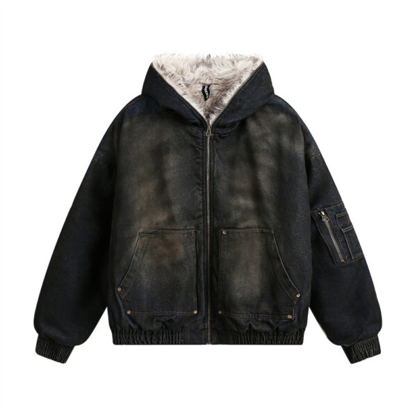 Denim Hooded Cotton Coat Jacket Winter Men - Image 2