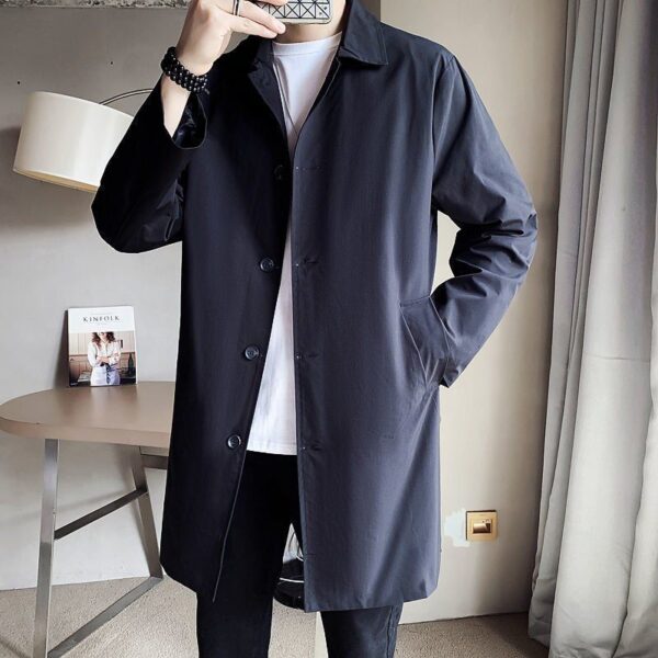 Men's Mid-length Loose Skin Trench Casual Thin Coat - Image 2