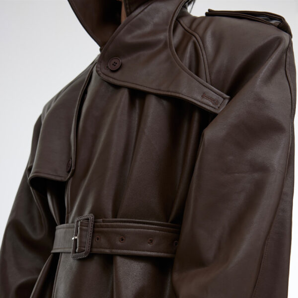 Italic Leather Coat Jacket Three-dimensional Splicing - Image 4