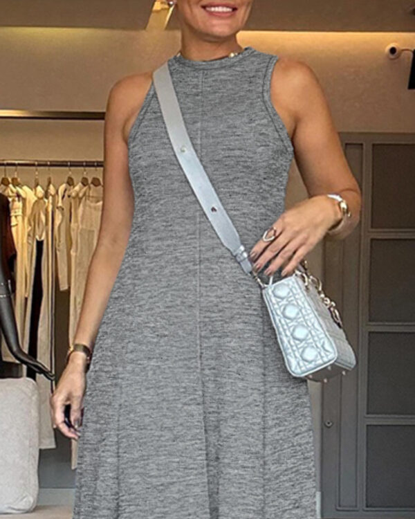 Cotton Sleeveless Waist A- Line  Dress - Image 4