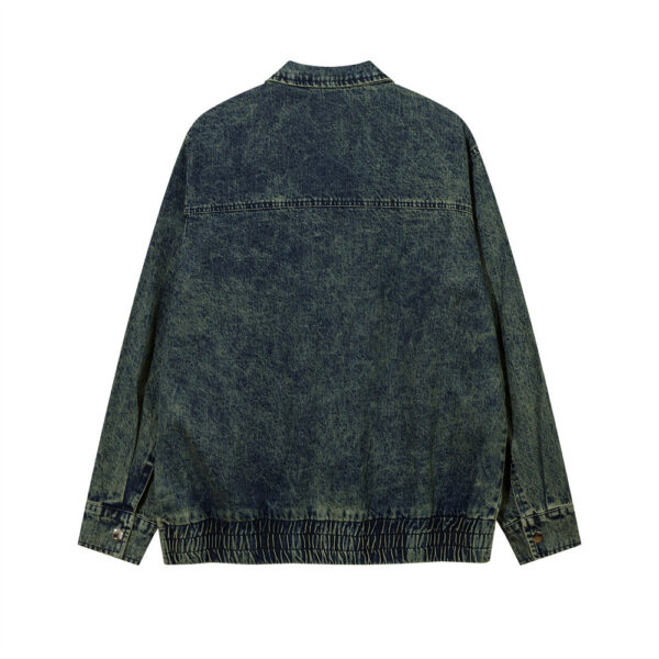 Tie-dye Gradient Large Pocket Denim Jacket For Men - Image 3