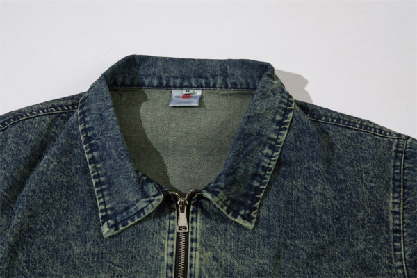 Tie-dye Gradient Large Pocket Denim Jacket For Men - Image 6