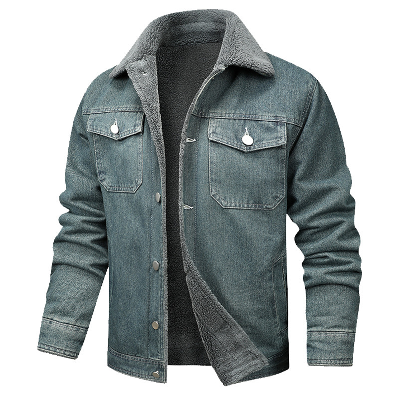 Denim Coat Fleece-lined Men Fashion Brands Jacket - Image 6