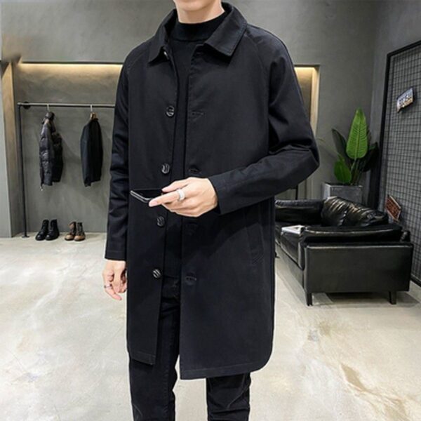 Men's Mid-length Loose Skin Trench Casual Thin Coat - Image 4