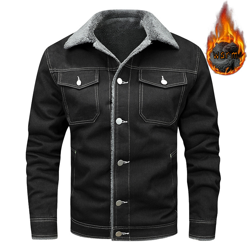 Denim Coat Fleece-lined Men Fashion Brands Jacket - Image 3