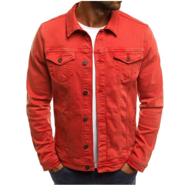 Casual Men Jacket Denim Button Shirt - Image 8