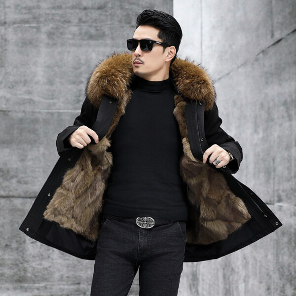 Fox Inner Pot Raccoon Hair Collar Fur Coat - Image 5