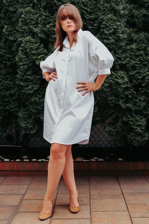 CASUAL SHIRT DRESS WITH POCKETS