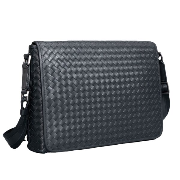 Men's Business Casual Leather Woven Messenger Bag - Image 5