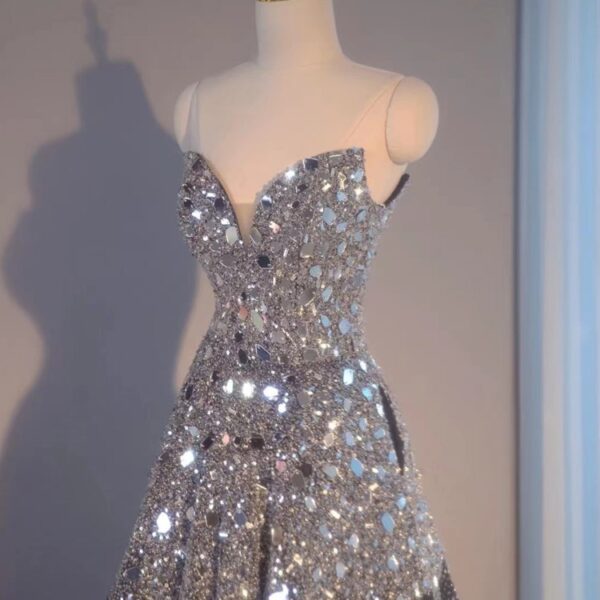 Blue Heavy Crystal Party  Dress - Image 2