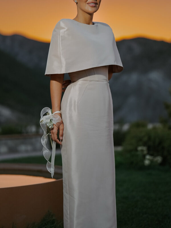 Cape-style Top &Fitted Maxi Dress Set