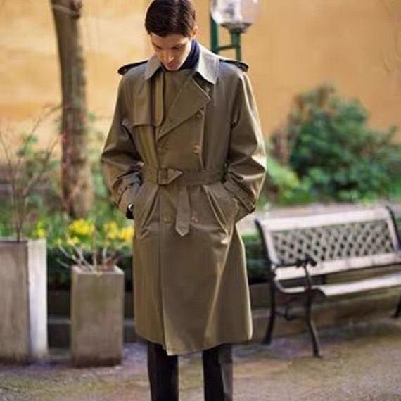 Double Breasted British Casual Raglan Sleeve Overcoat