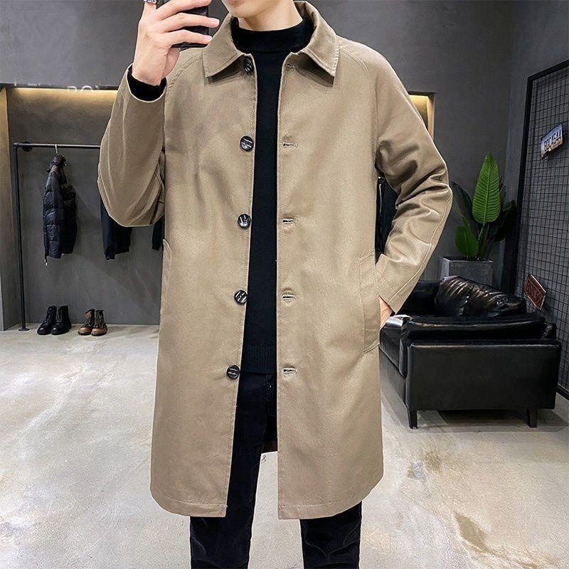 Men’s Mid-length Loose Skin Trench Casual Thin Coat