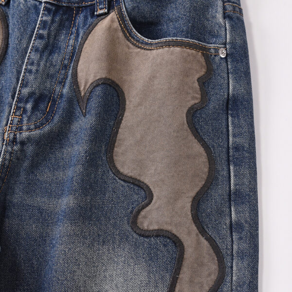 Fashion Horn Denim Pants Men - Image 4