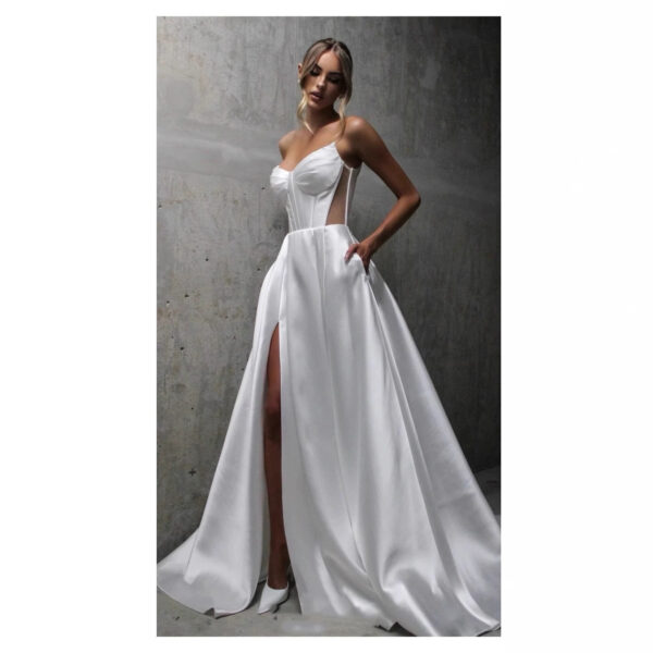 White Slik Party Dress - Image 5