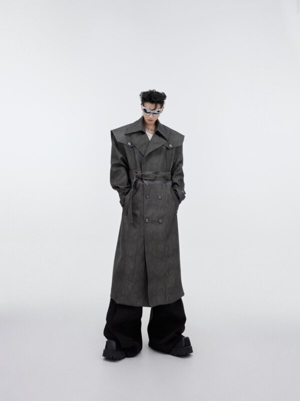 Male Niche Crack Texture Leather Coat - Image 5
