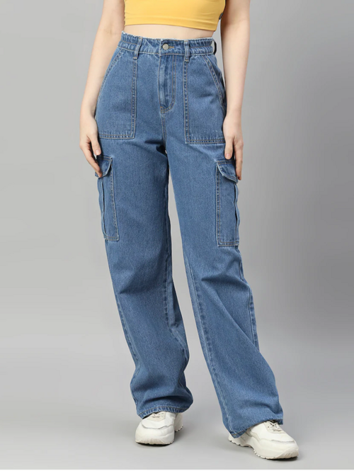 Women High Rise Denim Jeans(Size30)(Colorlight blue)