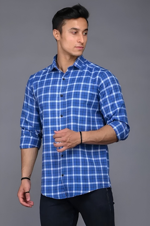 Man in Blue Checkered Shirt (Size M)