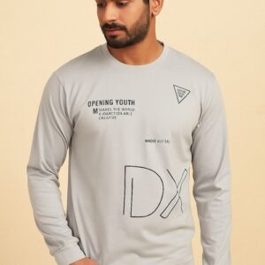 Man in Light Grey Graphic Sweatshirt (Size S)