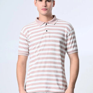 Stylish Polo T-Shirt for Men – Casual Wear Half Sleeves (Peach, XL)