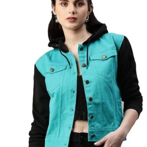 Versatile Stipped Sleeves Denim Jacket for Women & Girls - Flattering