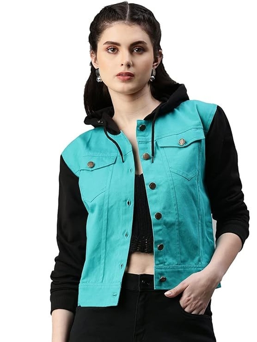 Versatile Stipped Sleeves Denim Jacket for Women & Girls – Flattering