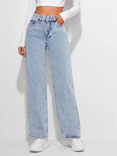 Women High Rise Denim Jeans(Size30)(Colorlight blue)